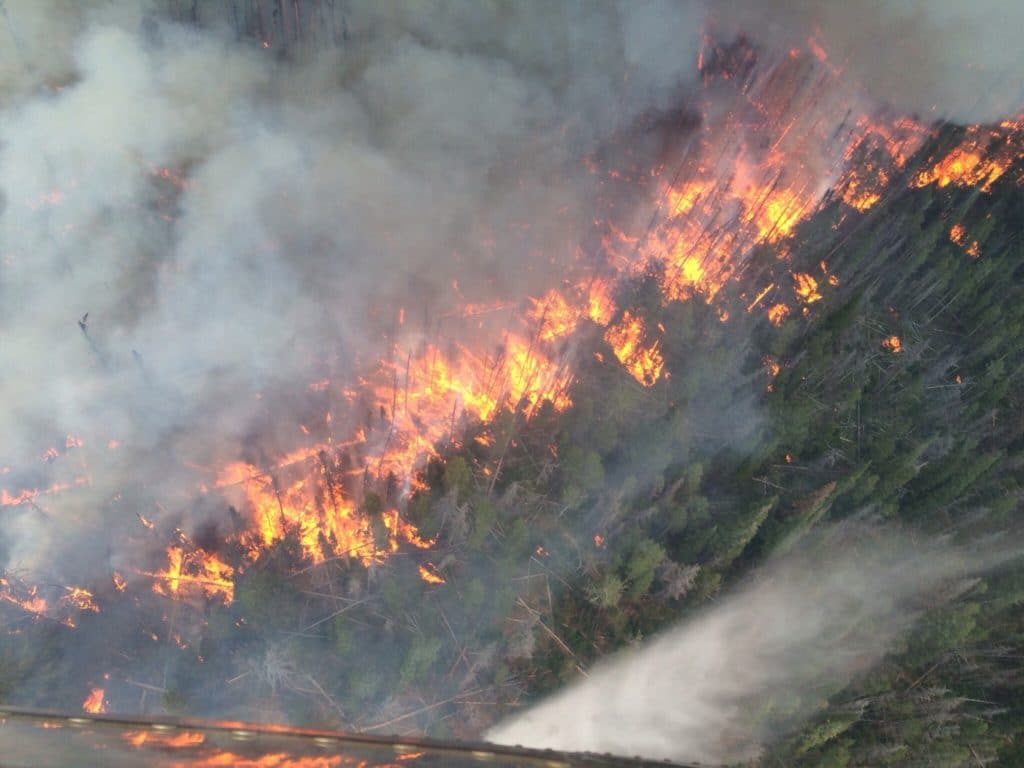 aerial firefighting view from helicopter