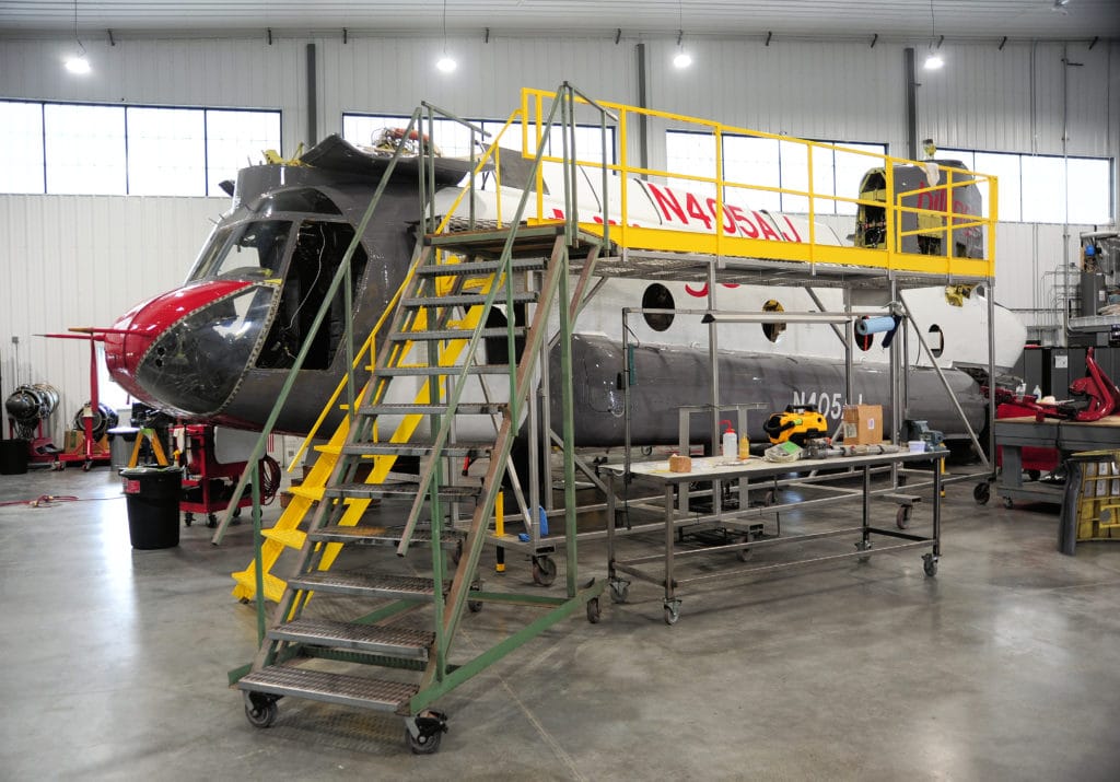 Maintenance operation on CH-47D CHinook Helicopter